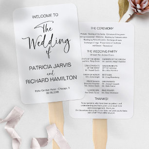 Simple Modern Calligraphy Wedding Program Hand Fan