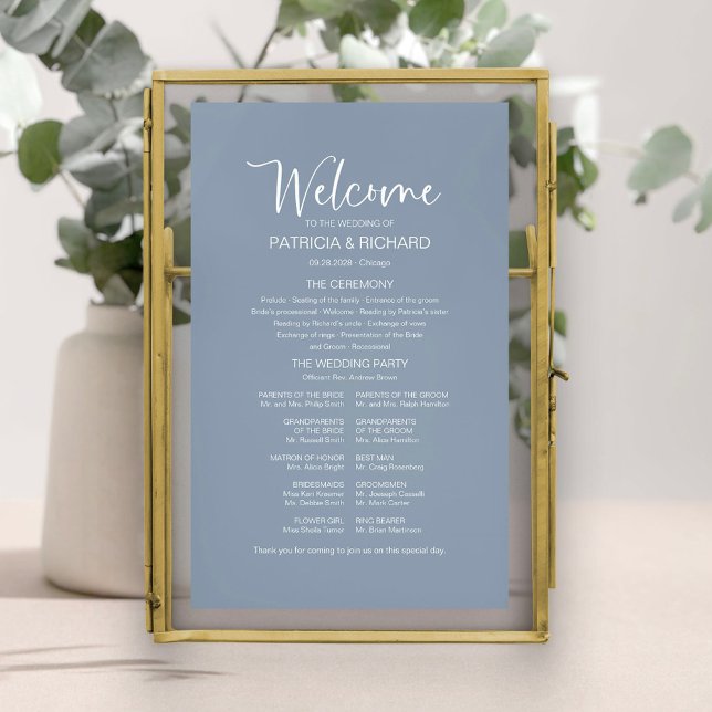 Simple Modern Calligraphy Wedding Program Sign (Creator Uploaded)
