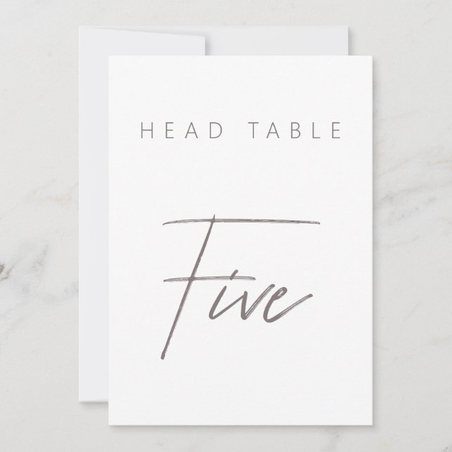 Simple Modern Calligraphy Wedding Table Number (Front)