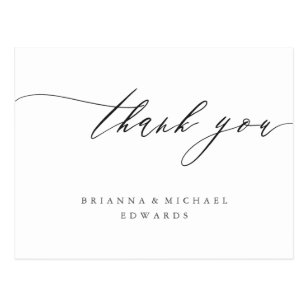 Simple Modern Calligraphy Wedding Thank You Postcard