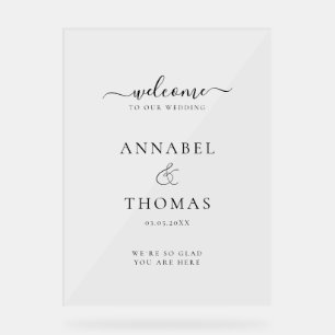 Simple Modern Calligraphy "Welcome" Wedding Acrylic Sign
