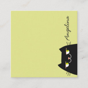 Simple Modern Cartoon Black Cat Square Business Card
