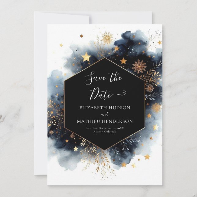 Simple Modern Celestial Wedding Save The Date (Front)