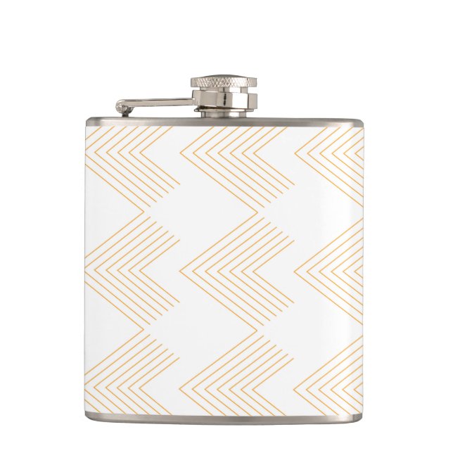 Simple, modern chevron arrow shape graphic pattern hip flask (Front)