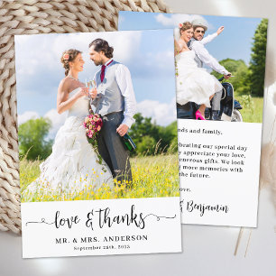 Simple Modern Chic 2 Photo Custom Wedding  Thank You Card