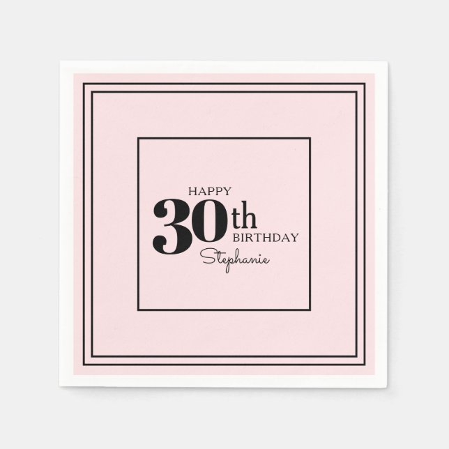 Simple Modern Chic 30th Birthday Party Napkin (Front)