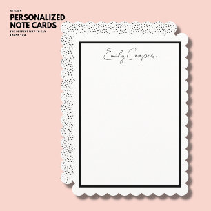 Simple Modern Chic Black and White Scallop Edge Card