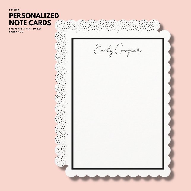 Simple Modern Chic Black and White Scallop Edge Card (Creator Uploaded)