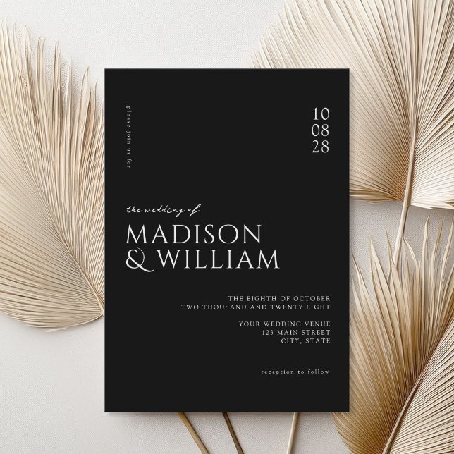Simple Modern Chic Black and White Wedding Invitation (Creator Uploaded)