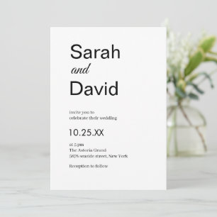 Simple Modern chic black and white wedding Invitation