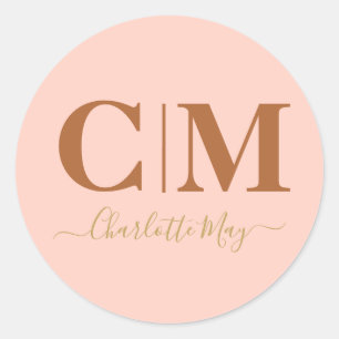 Simple Modern Chic Blush Pink Company Promotional Classic Round Sticker