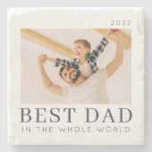 Simple Modern Chic Custom Best Dad Photo Stone Coaster (Front)