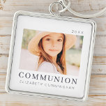 Simple Modern Chic Custom First Communion Photo Key Ring<br><div class="desc">Design is composed of modern chic typography with sans serif and serif font. Add a custom photo of your son/daughter and year.</div>