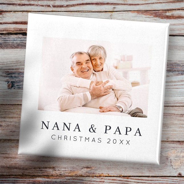 Simple Modern Chic Custom Grandma Photo Holiday Magnet (Creator Uploaded)