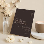 Simple Modern Chic Dark Brown Wedding Invitation<br><div class="desc">Modern wedding invitation featuring elegant chic design and minimalist style.</div>