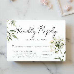 Simple Modern Chic Floral Memories Memorial Reply RSVP Card
