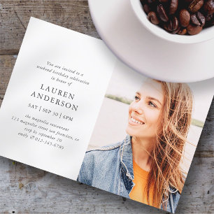 Simple Modern Chic Photo Birthday Celebration Invitation