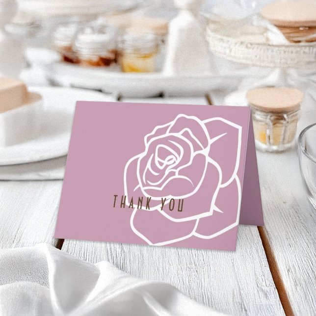 Simple Modern Chic Pink Rose Thank You Card (Creator Uploaded)