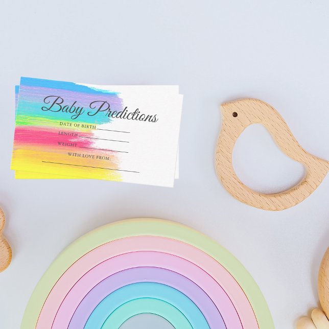 Simple Modern Chic Rainbow Baby Shower Predictions Enclosure Card (Creator Uploaded)