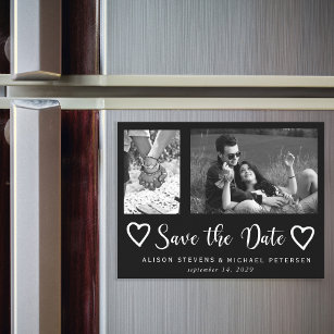 Simple modern chic script wedding photo save date magnetic invitation