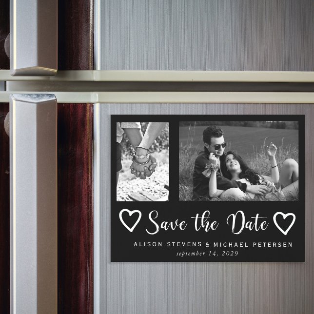 Simple modern chic script wedding photo save date magnetic invitation (Creator Uploaded)