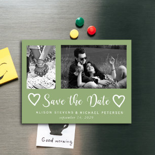 Simple modern chic script wedding photo save date magnetic invitation