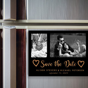 Simple modern chic script wedding photo save date magnetic invitation