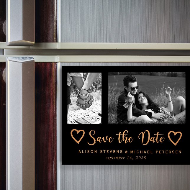 Simple modern chic script wedding photo save date magnetic invitation (Creator Uploaded)