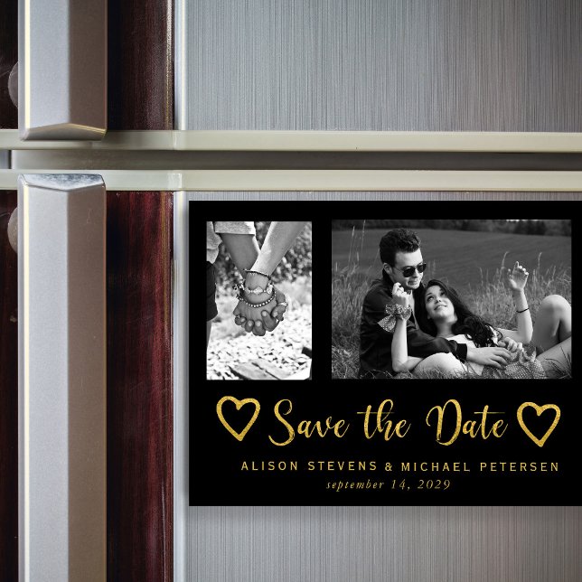 Simple modern chic script wedding photo save date magnetic invitation (Creator Uploaded)