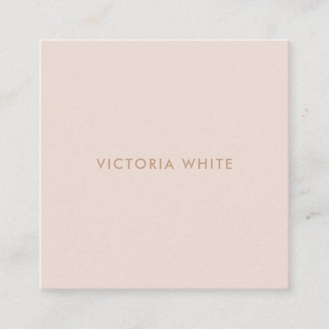 Simple Modern Chic Unique Pale Blush Square Business Card (Front)