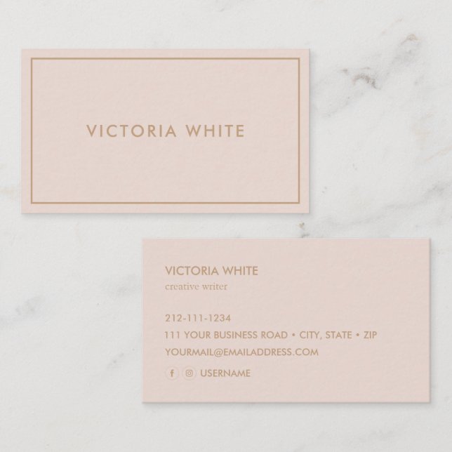 Simple Modern Chic Unique Professional Pale Blush Business Card (Front/Back)