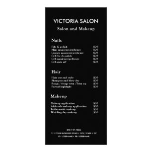 Simple Modern Chic Unique White Salon Service Menu