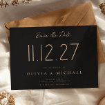 Simple Modern Chic Wedding Non-Photo Save The Date<br><div class="desc">A simple modern save the date card. Personalise this chic black and tan design to have your wedding date,  names and details.</div>