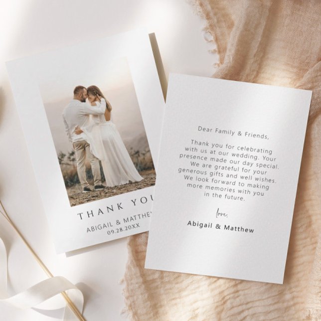 Simple Modern Chic Wedding Photo Thank You Card (Creator Uploaded)