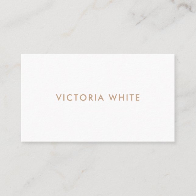 Simple Modern Chic White Beige  Business Car Card (Front)