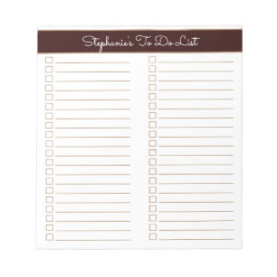 Simple Modern Chocolate Brown Two Column Checklist Notepad