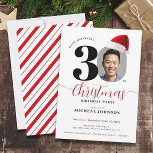 Simple Modern Christmas 30th Birthday Party Invitation