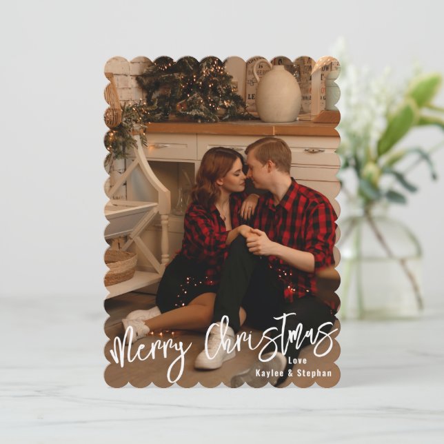 Simple Modern Christmas Cards, Personalised Photo Holiday Card (Standing Front)