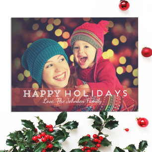 Simple Modern Christmas Holiday Photo Postcard