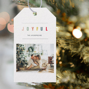 Simple Modern Christmas Photo   Joyful Holiday Gift Tags