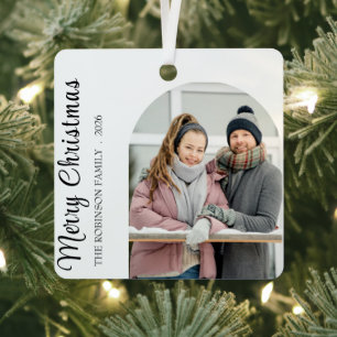 Simple Modern Christmas Photo Metal Tree Decoration