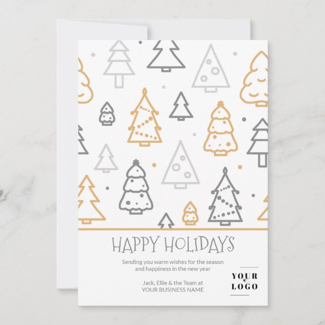 Simple Modern Christmas Tree Business Logo Holiday Card (Front)