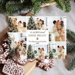 Simple modern Christmas Tree Family Photo Collage Holiday Card