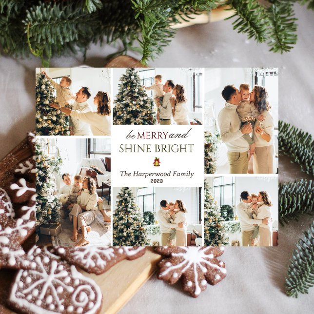 Simple modern Christmas Tree Family Photo Collage Holiday Card (Creator Uploaded)