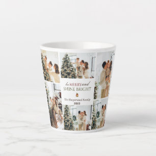 Simple modern Christmas Tree Family Photo Collage Latte Mug