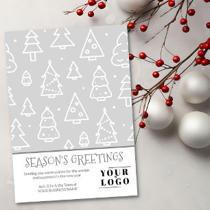 Simple Modern Christmas Tree Greeting Custom Logo Holiday Card