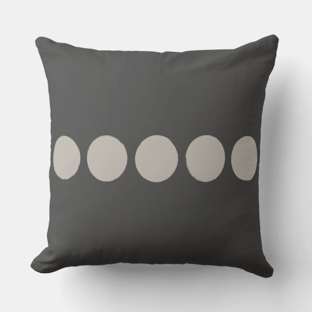 Simple Modern Circles Throw Pillow in Grey (Front)