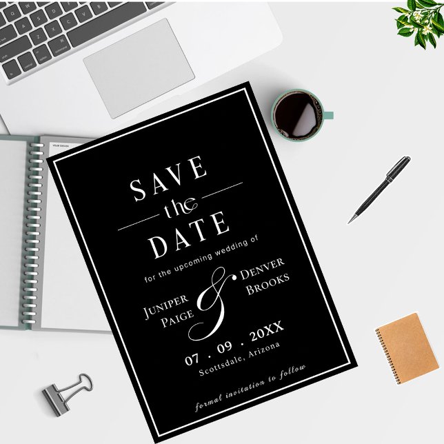 Simple Modern Classic Black Save the Date (Creator Uploaded)