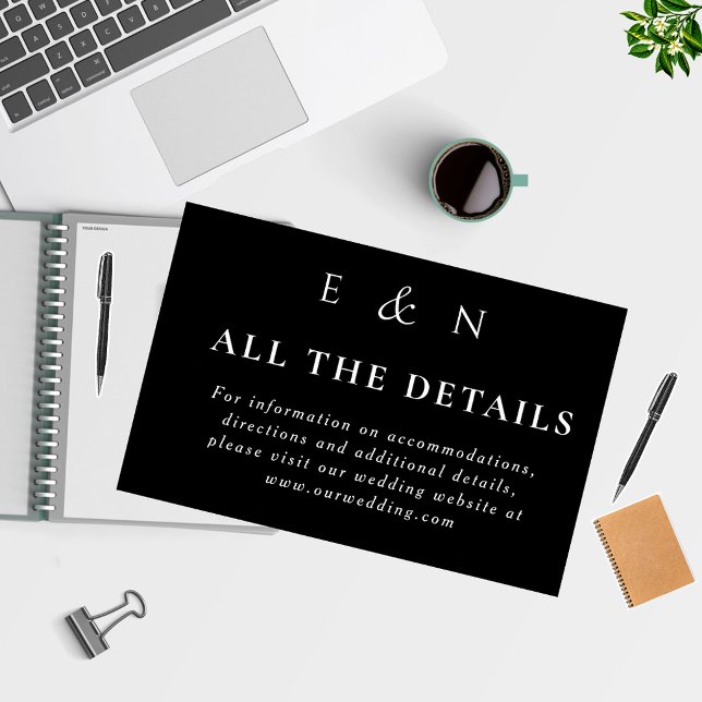Simple Modern Classic Black Wedding Details  Enclosure Card (Creator Uploaded)