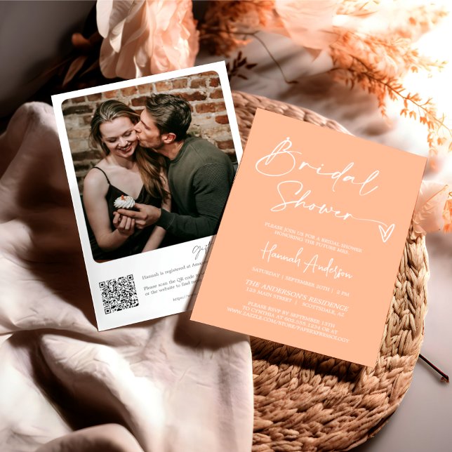 Simple Modern Classic Bridal Shower QR Code Photo Invitation (Creator Uploaded)
